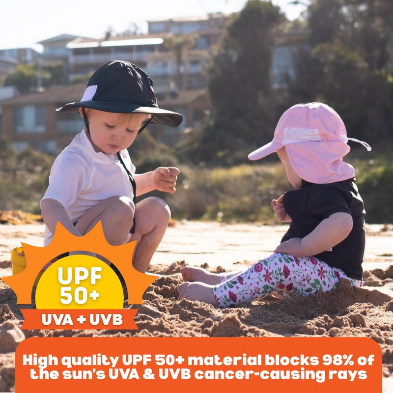 SwimZip Sun Hat with Neck Flap | UPF 50+ Protection for Baby, Toddler, and Kids Pink - Image 2